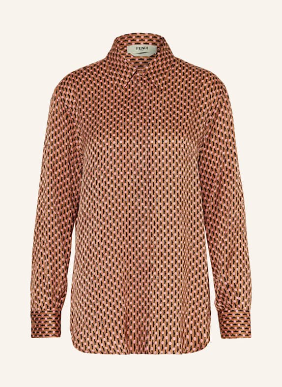 FENDI Hemdbluse CAMICA aus Seide BRAUN / SCHWARZ / ROSA