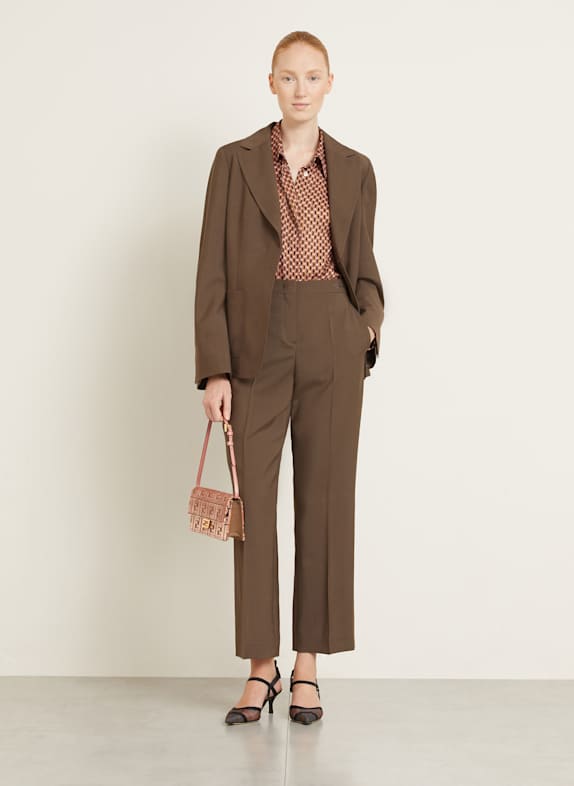 FENDI Shirt blouse CAMICA in silk BROWN / BLACK / PINK