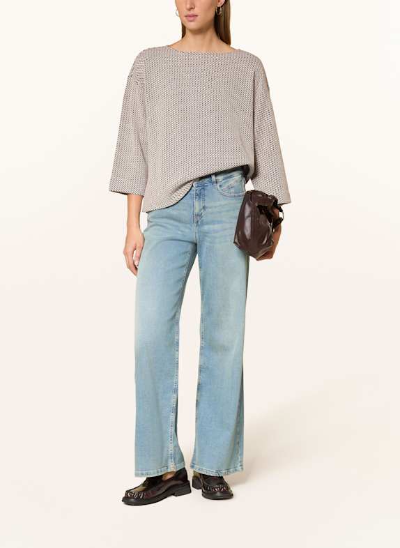 OPUS Pull GOMAN à manches 3/4 GRIS CLAIR / MARRON FONCÉ