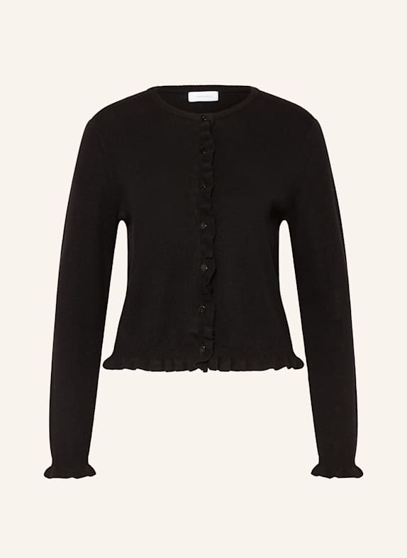 darling harbour Strickjacke mit Rüschen SCHWARZ