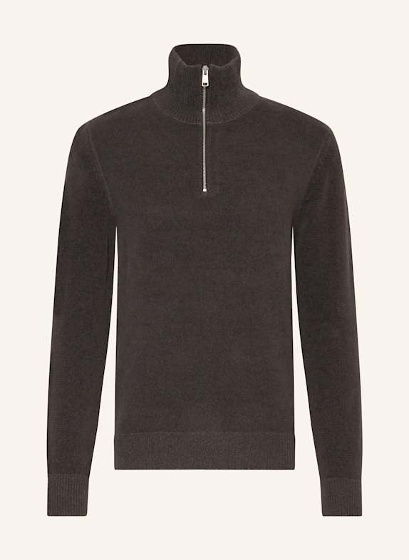 Marc O'Polo Sweter typu troyer CIEMNOBRĄZOWY