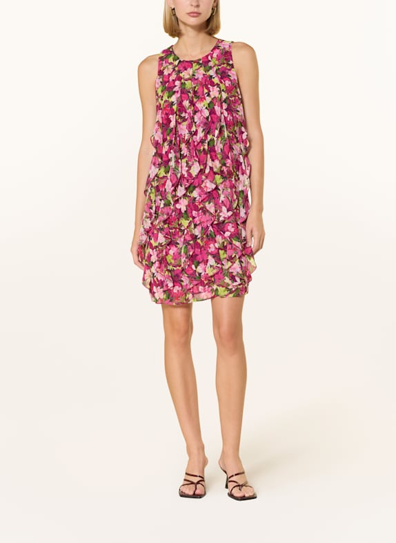 Phase Eight Sukienka CLEO z wolantami FUKSJA / ZIELONY / MOCNORÓŻOWY