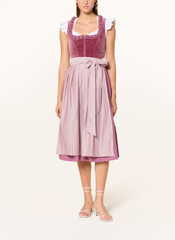 AlpenHERZ Dirndl JOSEPHINE mit Rüschen und Samt ROSA / ROSÉ / HELLROSA