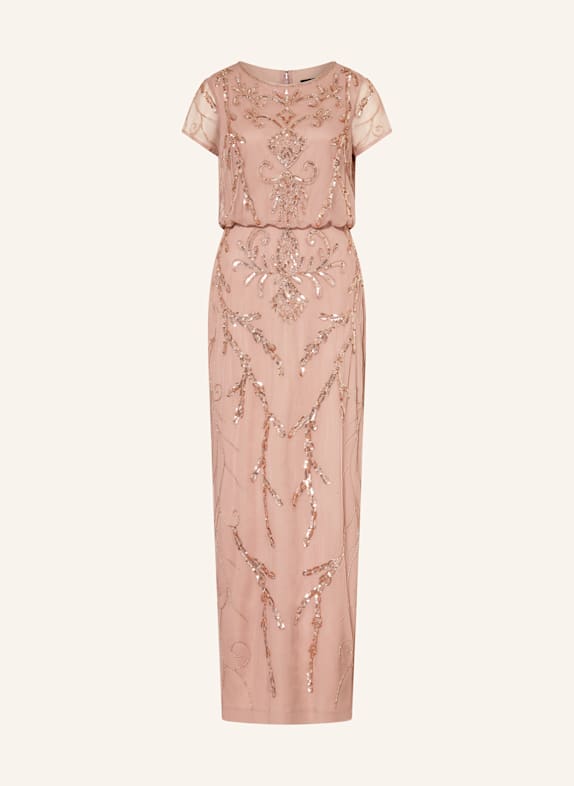 ADRIANNA PAPELL Sukienka wieczorowa wykończona cekinami i ozdobnymi perełkami BRUDNY RÓŻ / RÓŻOWOZLOTY