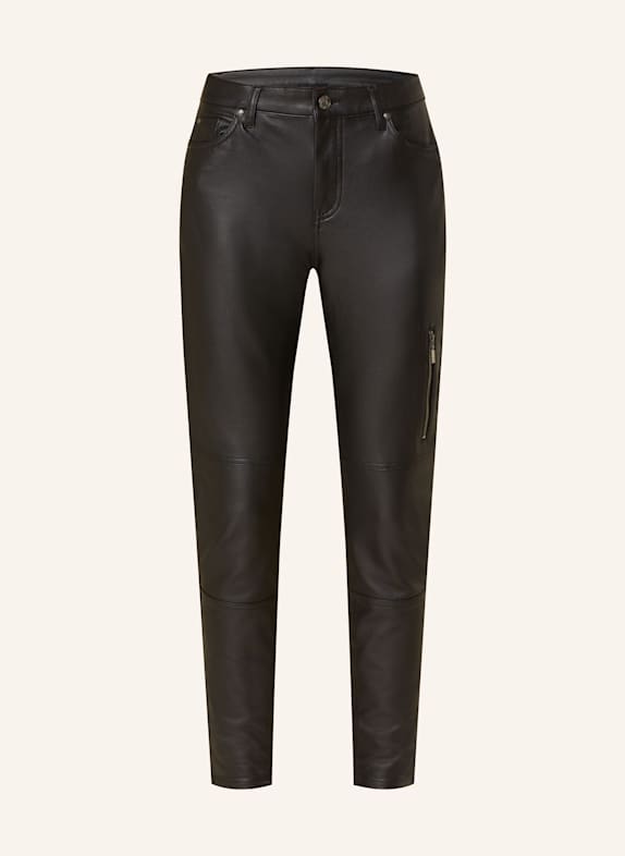 monari Hose in Lederoptik SCHWARZ