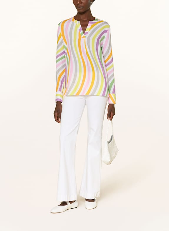 HERZEN'S ANGELEGENHEIT Zijden blouse GEEL / WIT / ROZE