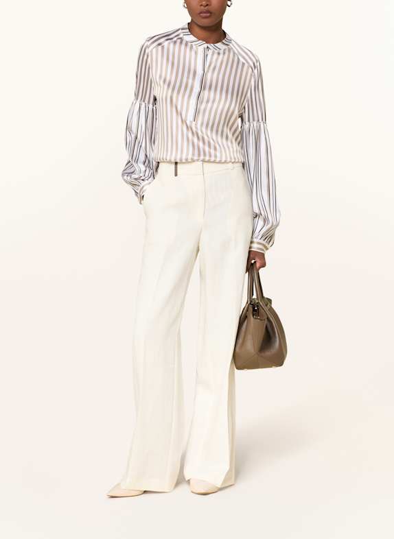 HERZEN'S ANGELEGENHEIT Zijden blouse TAUPE / OLIJF / WIT