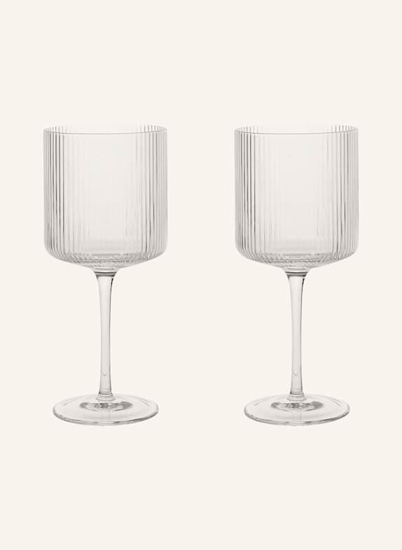 Ferm LIVING 2er-Set Weingläser RIPPLE WEISS