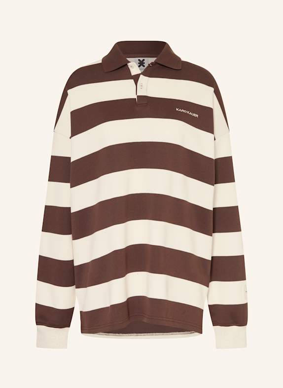 KARO KAUER Rugbyshirt DUNKELBRAUN / WEISS