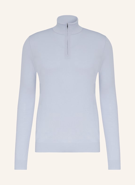 REISS Sweter typu troyer BLACKHALL z wełny merino JASNONIEBIESKI