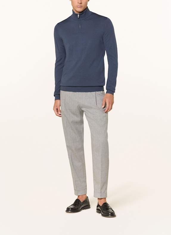 REISS Half-zip sweater BLACKHALL in merino wool DARK BLUE