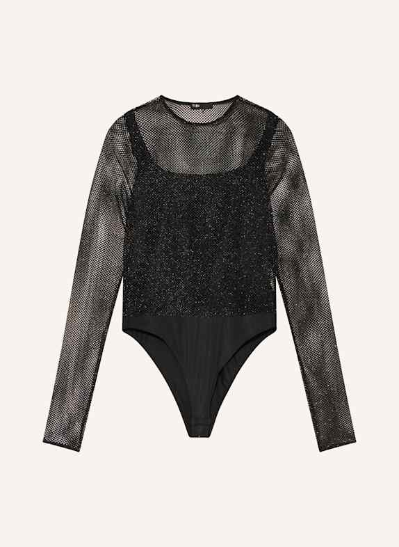 maje Body mit Glitzergarn SCHWARZ / SILBER