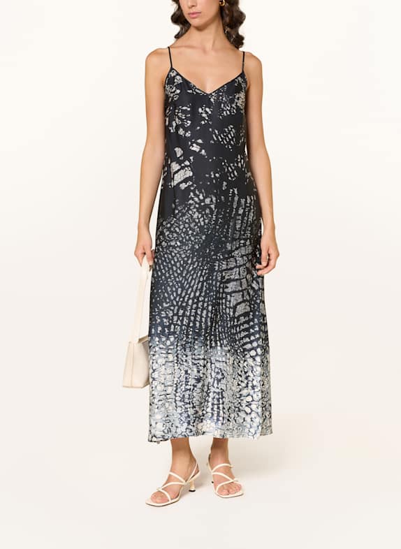 REISS Satinkleid LORNIE DUNKELBLAU / WEISS