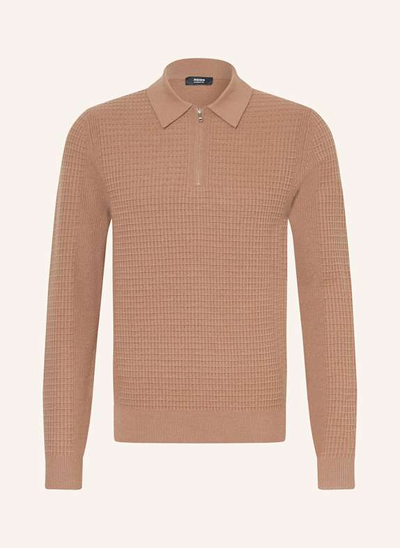 REISS Koszulka polo z dzianiny HAMILTON CAMELOWY