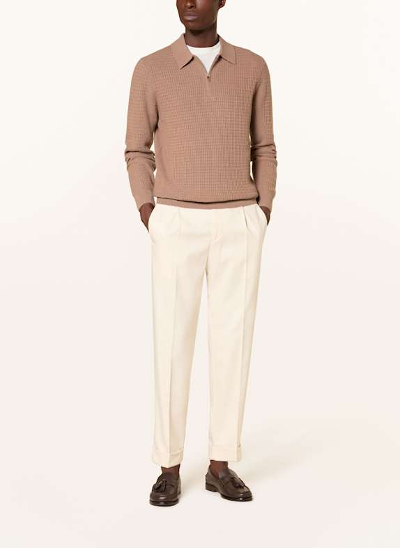 REISS Strikket poloshirt HAMILTON KAMEL
