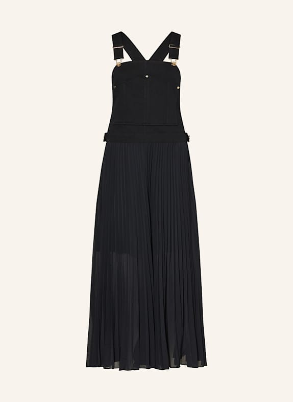 CLAUDIE PIERLOT Sukienka ogrodniczka z mieszanki materiałów CZARNY