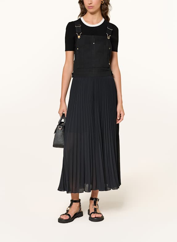 CLAUDIE PIERLOT Latzkleid im Materialmix SCHWARZ