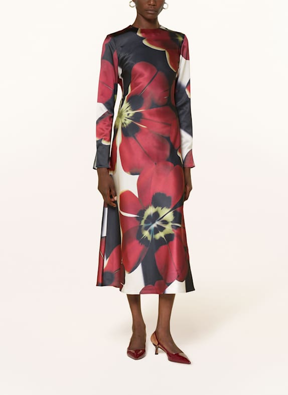 TED BAKER Satinkleid NEERAH DUNKELBLAU / DUNKELROT / WEISS