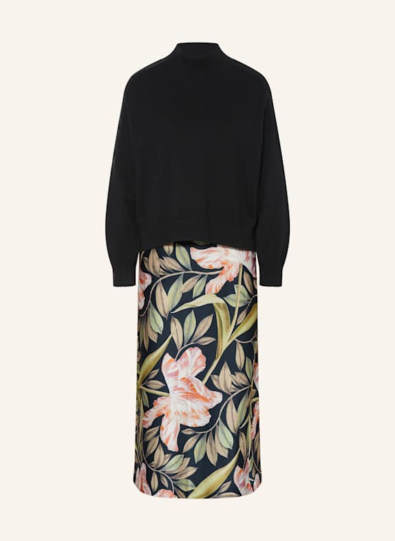 TED BAKER Set BERGNIA: Sweater and satin dress BLACK / LIGHT GREEN / ROSE