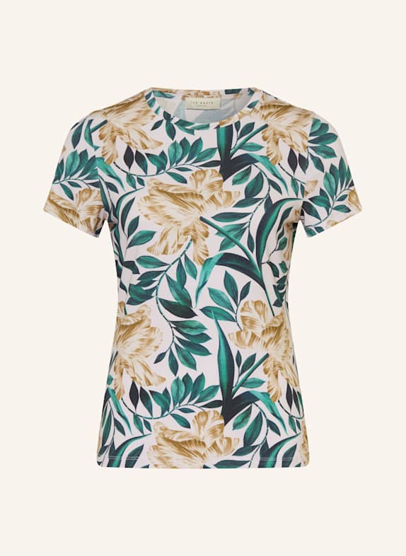 TED BAKER T-shirt SELLEY BIAŁY / ZIELONY / JASNOBRĄZOWY