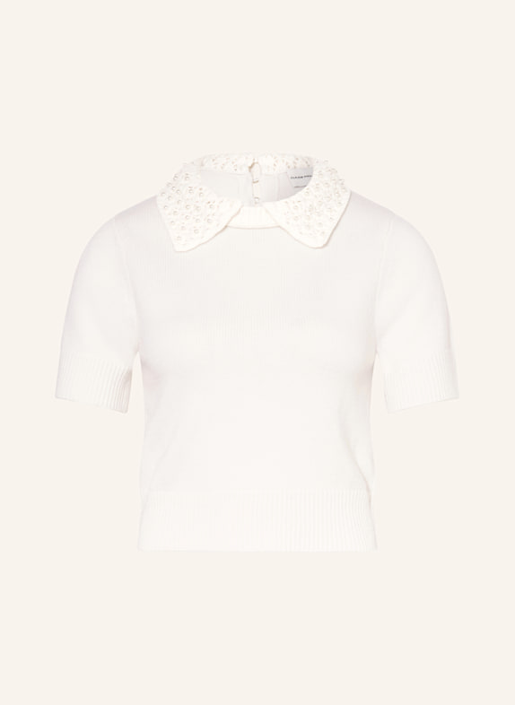 CLAUDIE PIERLOT Strickshirt mit Schmuckperlen ECRU