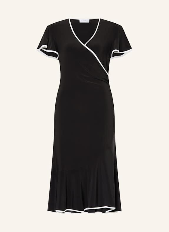 Joseph Ribkoff Jerseykleid in Wickeloptik SCHWARZ / ECRU