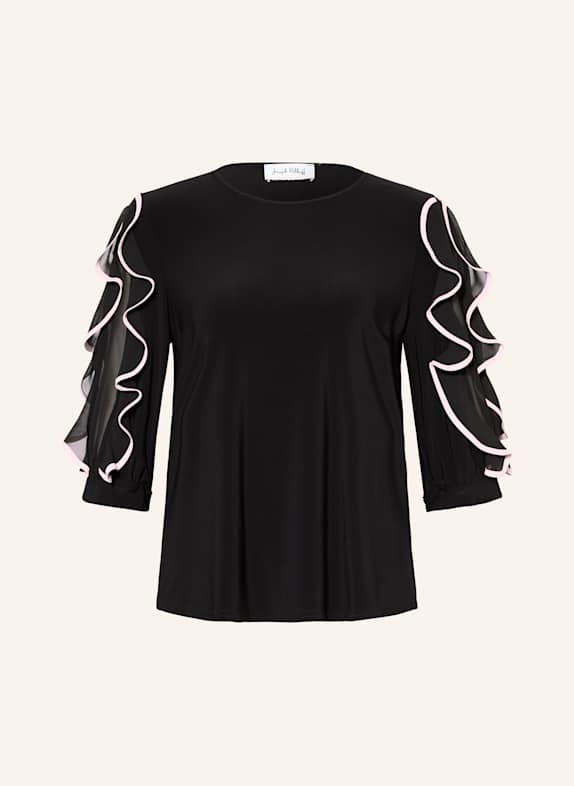 Joseph Ribkoff Halenka s volány a 3/4 rukávem ČERNÁ / STARORŮŽOVÁ