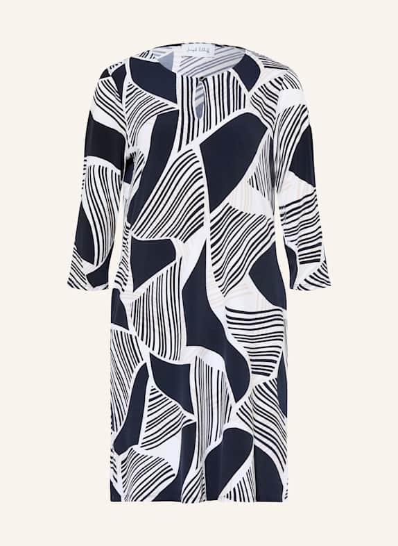 Joseph Ribkoff Žerzejové šaty s 3/4 rukávem TMAVĚ MODRÁ / BÍLÁ / BÉŽOVÁ