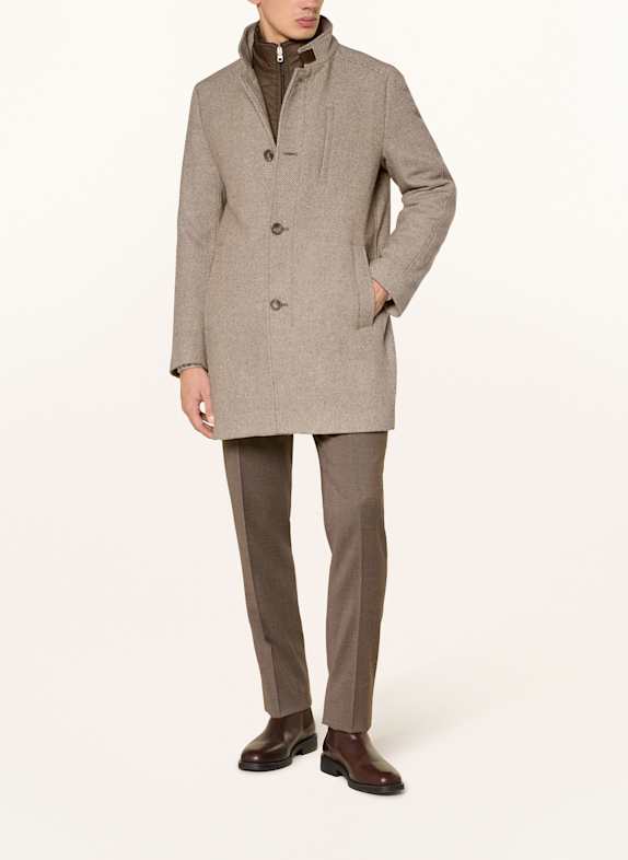 CINQUE Mantel CIARSENAL mit abnehmbarer Blende und Kunstpelzbesatz HELLBRAUN