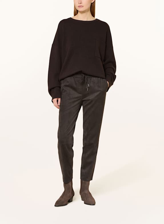 Juvia Joggingbroek in leerlook MARRON FONCÉ