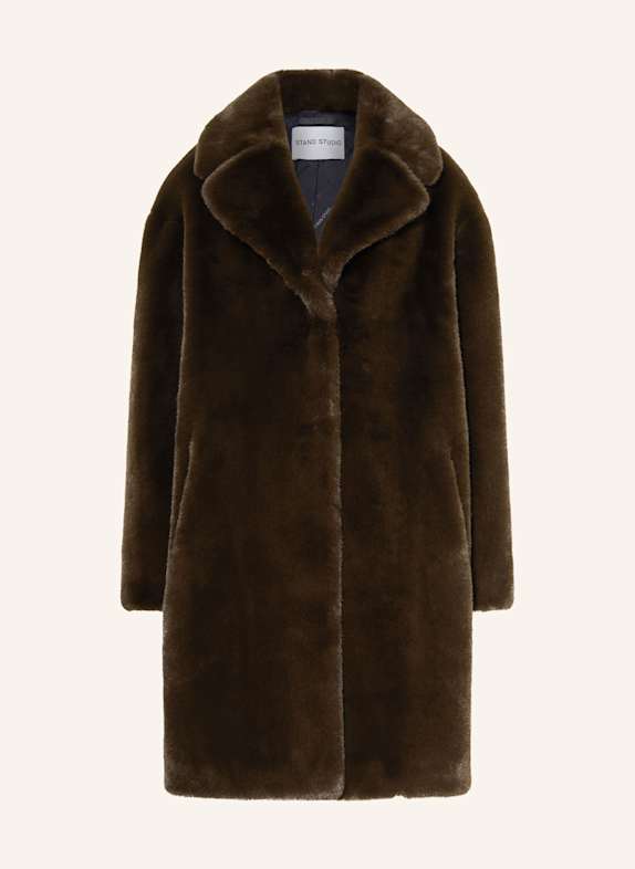 STAND STUDIO Faux fur coat CAMILLE DARK BROWN