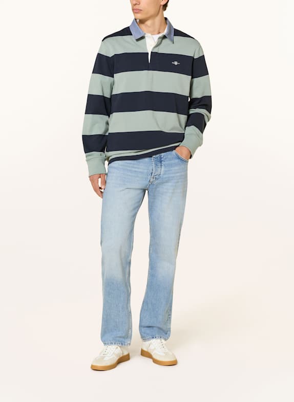 GANT rugbyshirt LICHTGROEN / DONKERBLAUW