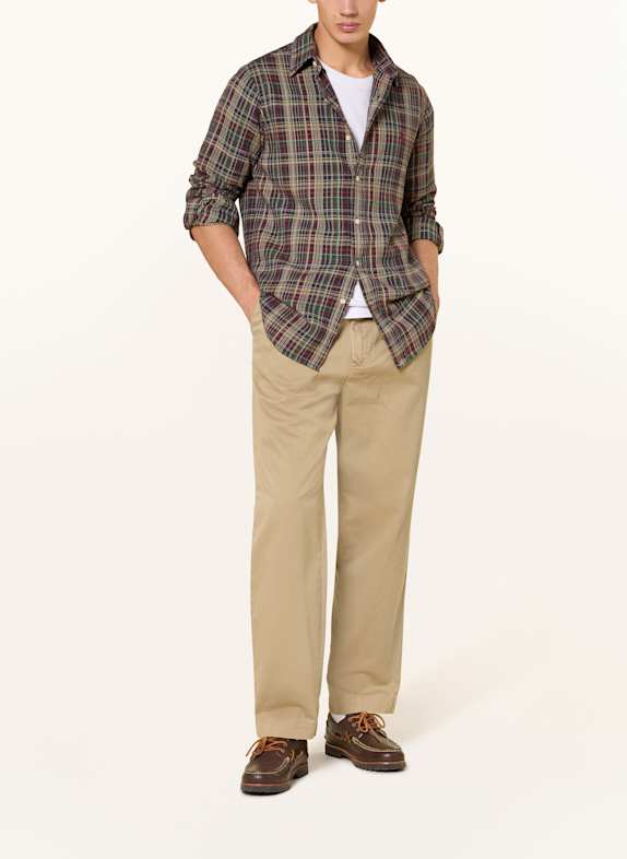 POLO RALPH LAUREN Flanellen overhemd Custom Fit KAKI / DONKERROOD / DONKERBLAUW