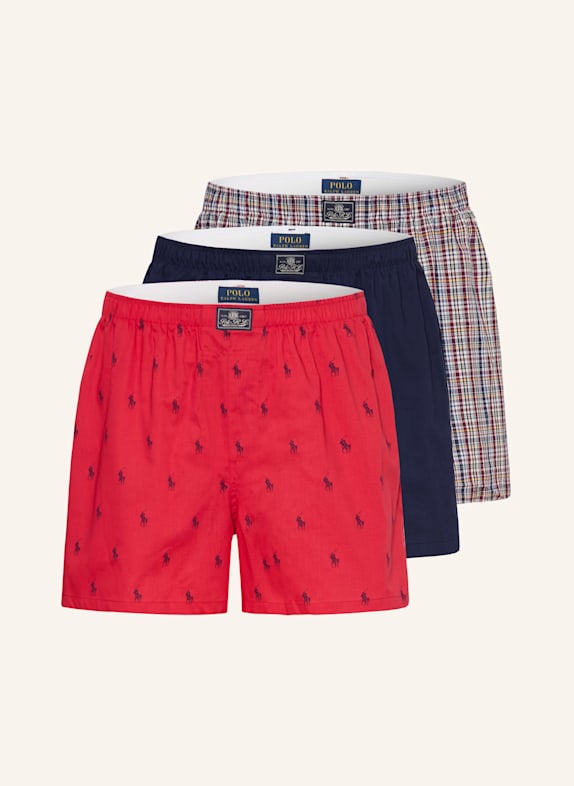 POLO RALPH LAUREN 3er-Pack Web-Boxershorts ROT / DUNKELBLAU / DUNKELROT