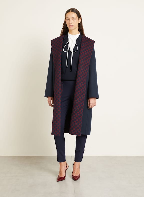GUCCI Wollmantel zum Wenden DUNKELBLAU / DUNKELROT