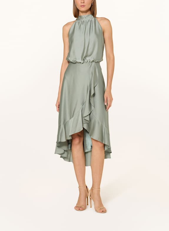 SWING Cocktailkleid aus Satin mit Volants HELLGRÜN