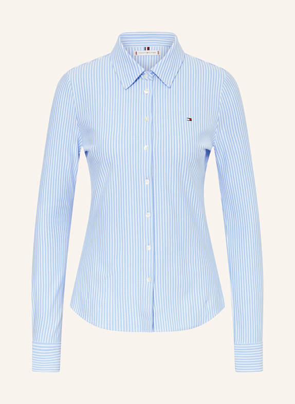 TOMMY HILFIGER Shirt blouse made of piqué LIGHT BLUE / WHITE