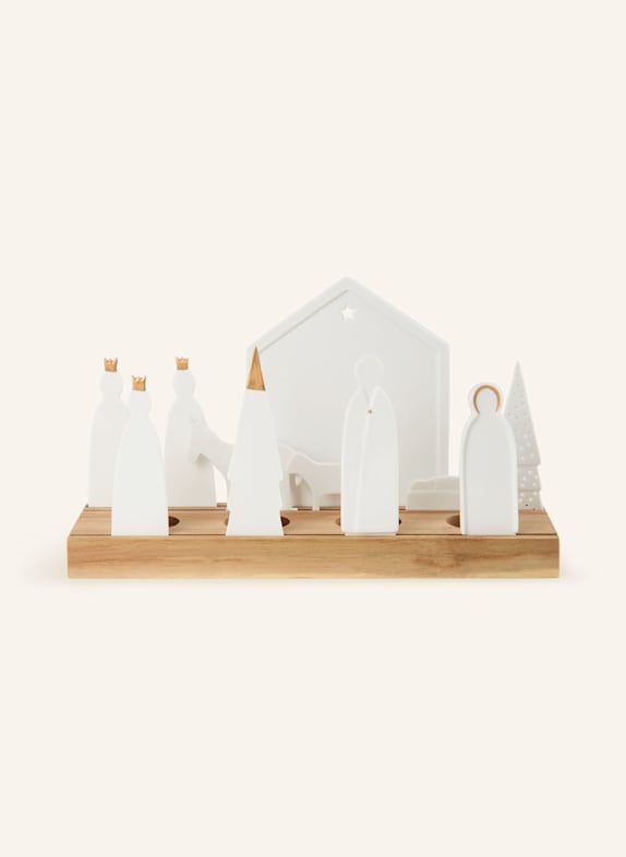 RÄDER 12-tlg. Teelichthalter WEIHNACHTSKRIPPE WEISS / BRAUN