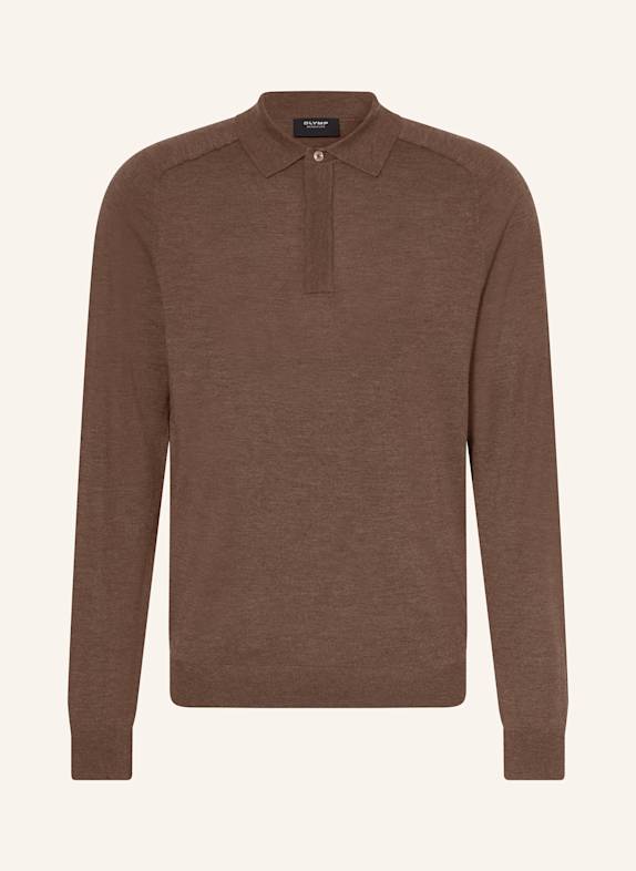 OLYMP SIGNATURE Strick-Poloshirt tailored fit BRAUN