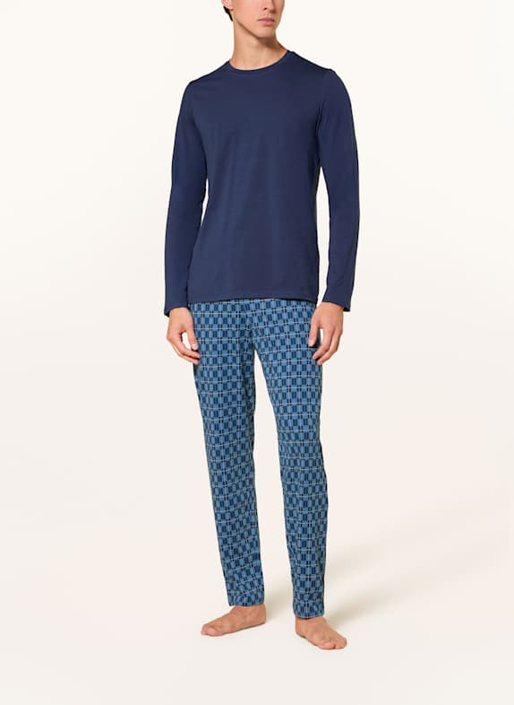 SCHIESSER Pyjama CASUAL ESSENTIALS DONKERBLAUW / LICHTBLAUW