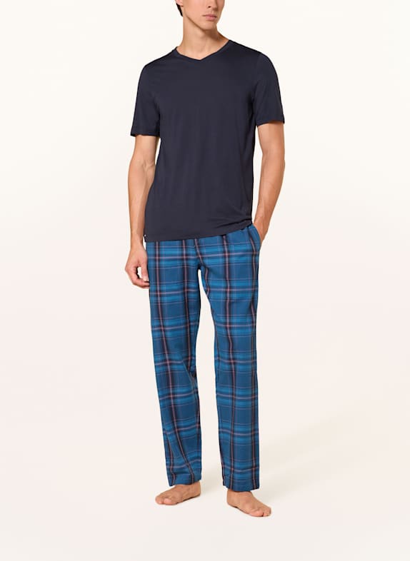 SCHIESSER Schlafhose MIX+RELAX BLAU / SCHWARZ / FUCHSIA