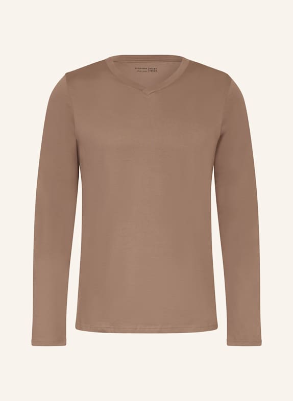 SCHIESSER Pajama shirt MIX+RELAX BROWN