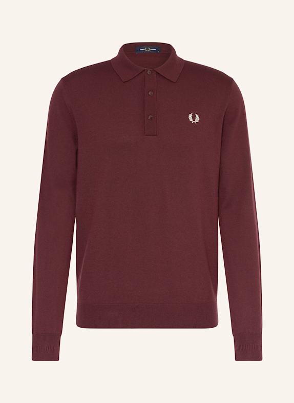 FRED PERRY Strick-Poloshirt DUNKELROT