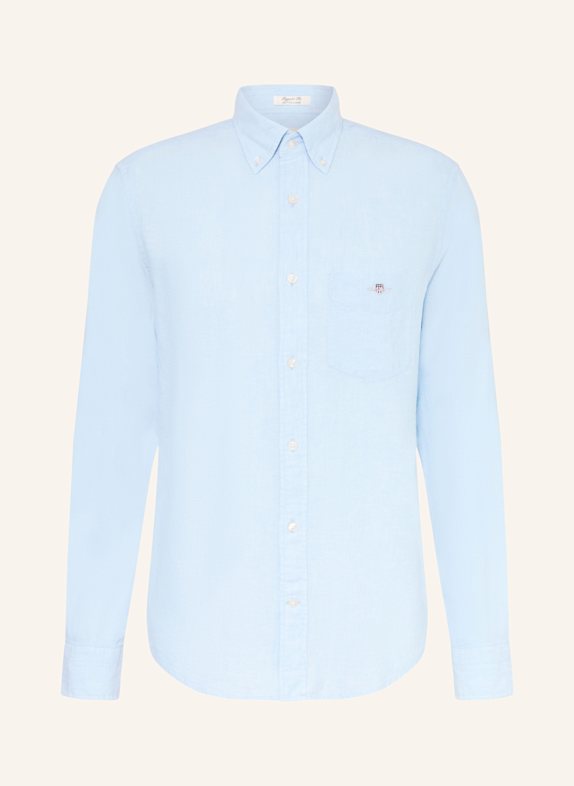GANT Regular fit shirt with linen 450 SKY BLUE