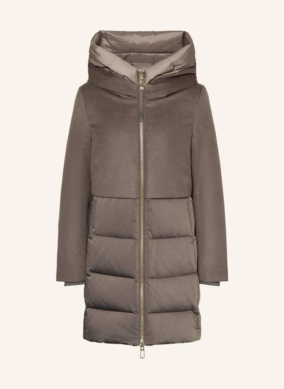 DUNO Daunenmantel BALLON X im Materialmix mit abnehmbarer Kapuze GRAU