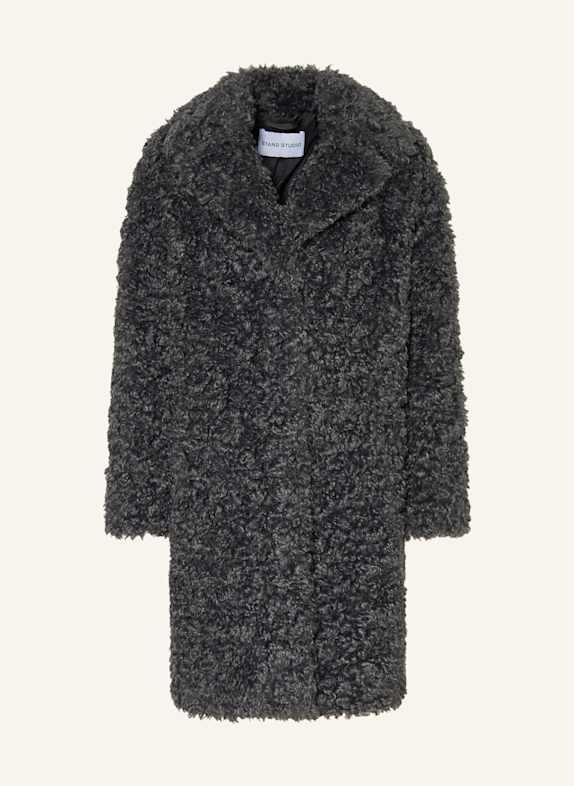 STAND STUDIO Kunstfellmantel CAMILLE DUNKELGRAU