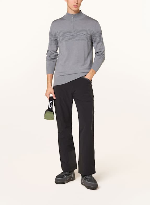 WE NORWEGIANS Troyer SIGNATURE aus Merinowolle GRAU / DUNKELBLAU