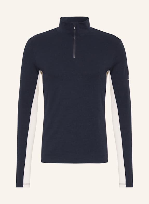 WE NORWEGIANS Piqué-Midlayer VOSS aus Merinowolle DUNKELBLAU/ ECRU
