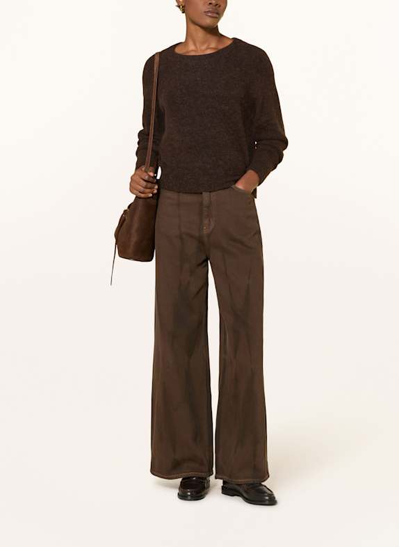 SAMSØE  SAMSØE Pull NOR O-N SHORT avec alpaga MARRON FONCÉ
