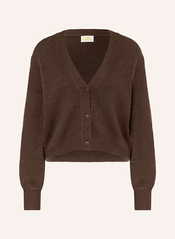 FROM FUTURE Kardigan z kaszmiru CIEMNOBRĄZOWY